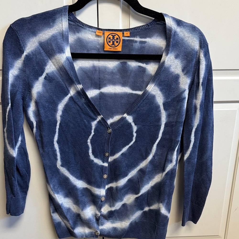 Tory Burch Navy Spiral Cardigan